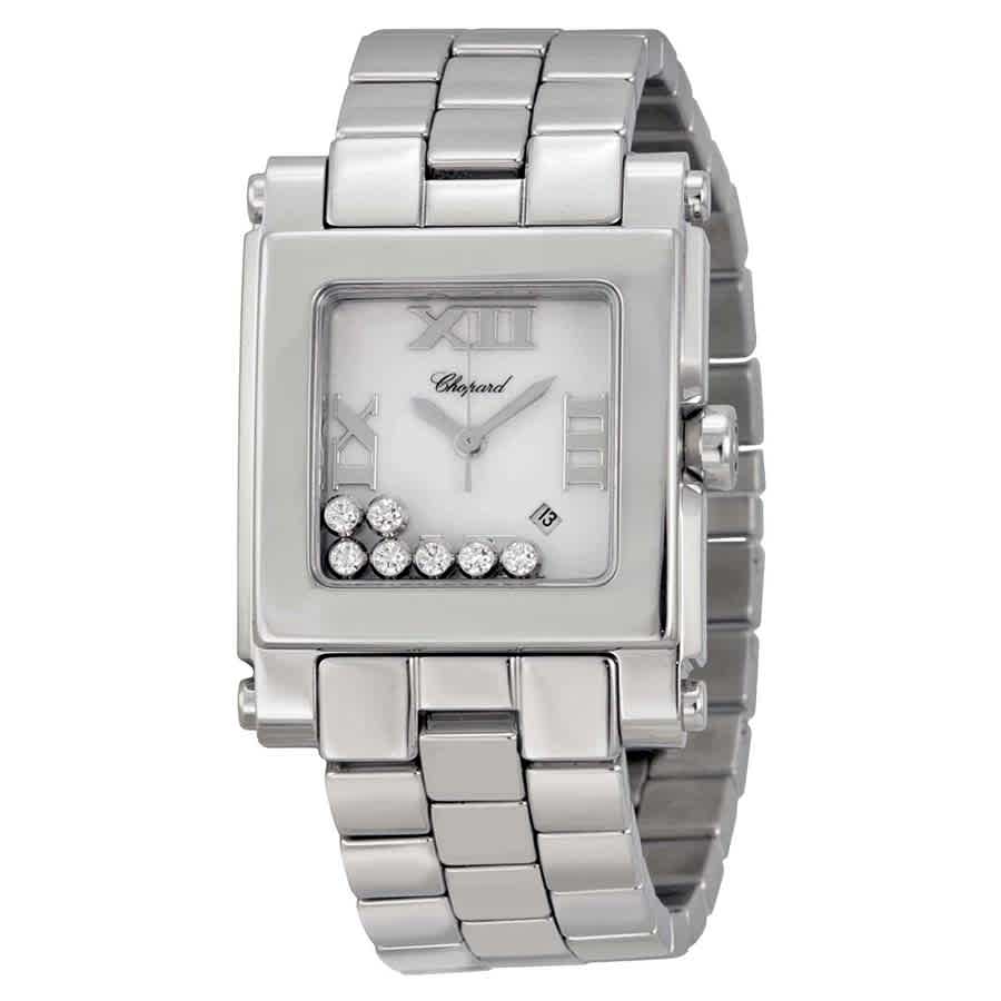 Chopard Happy Sport Ii White Dial Stainless Steel Ladies Watch 278496-3001 In Silver Tone,white