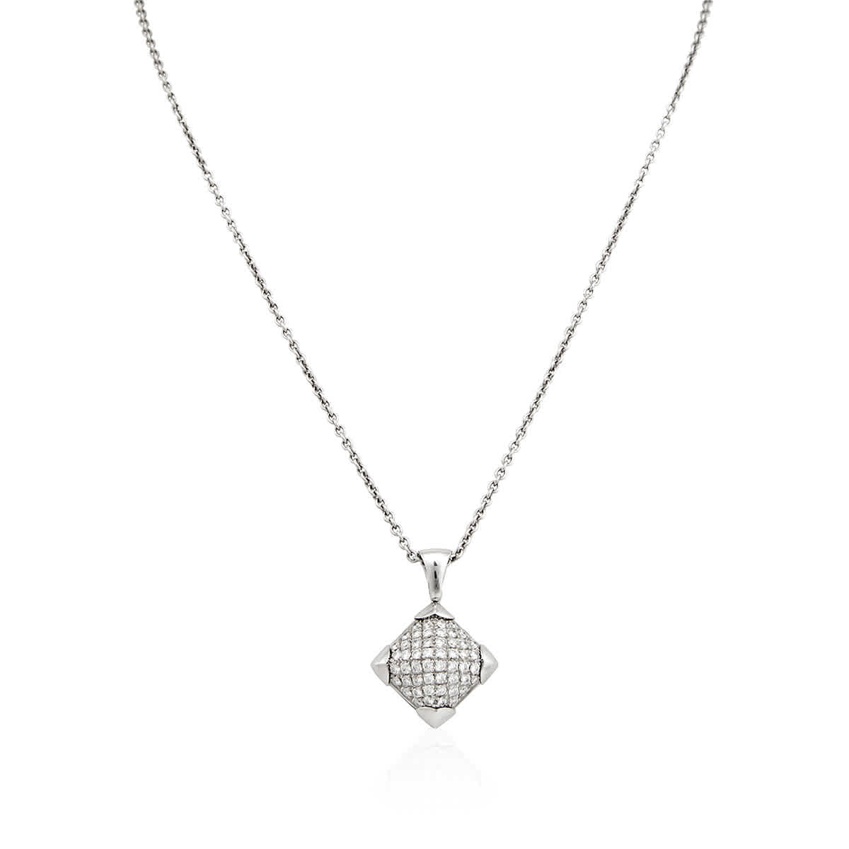 Bvlgari 18k White Gold Diamond Pyramid Pendant Necklace