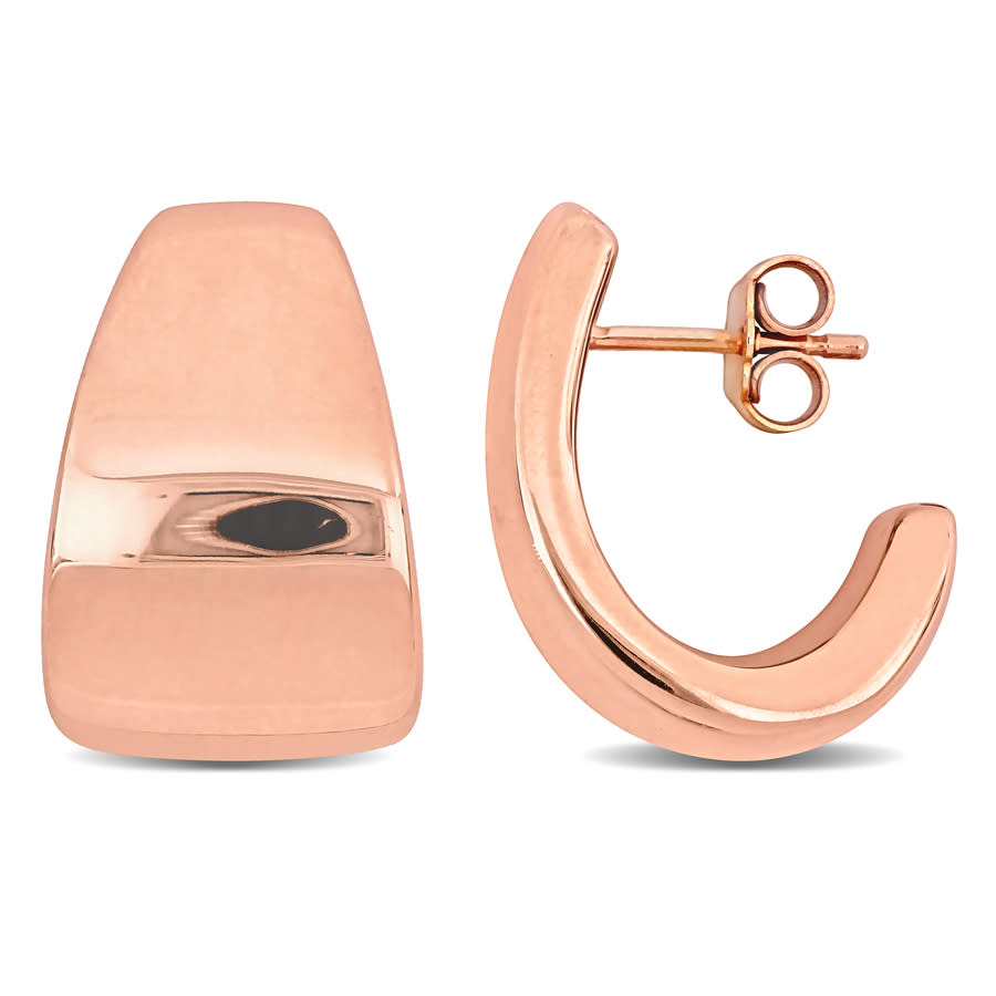 Amour 21mm Semi-hoop Earrings In Rose Plated Sterling Silver In Two-tone