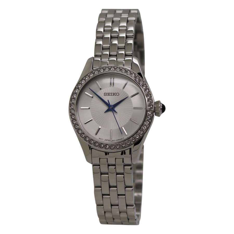 Seiko Quartz White Dial Ladies Watch Sur539 In Blue / White