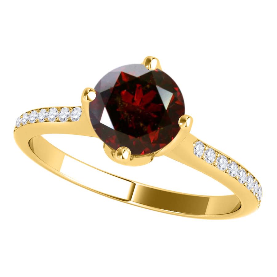 Click to view more detailed imagery on our partner's website Maulijewels 1.15 Carat Natural Round Red Diamond Women Solitaire Engagement Ring In 14k Solid Yellow Gold In Siz In Gold Tone,red,white,yellow