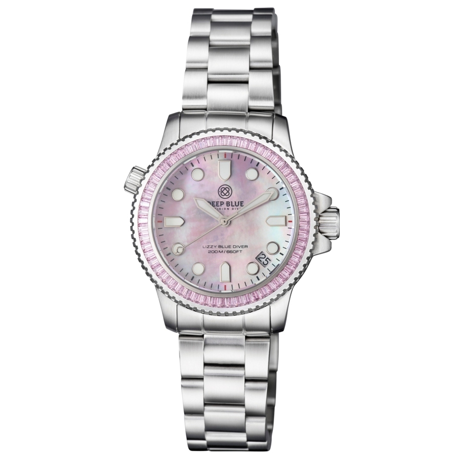 Deep Blue Diver Lizzy Blue Quartz Crystal Ladies Watch Lizbpinkbagupinkmope