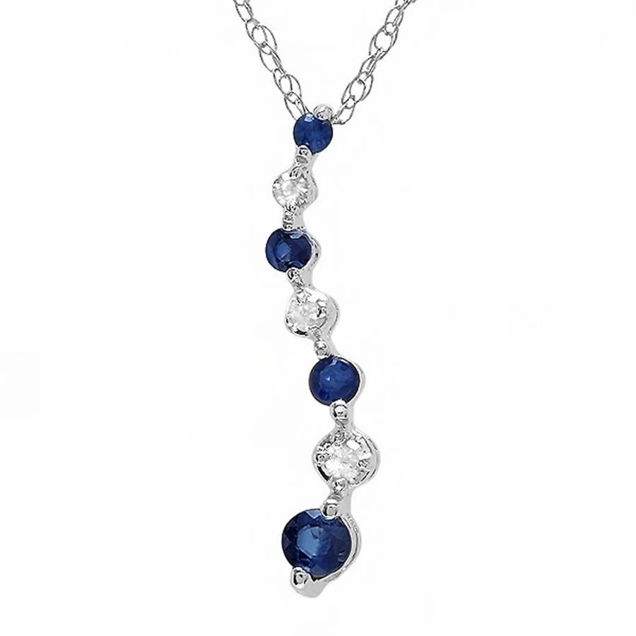 Dazzling Rock Dazzlingrock Collection 10k Round White Diamond & Blue Sapphire Ladies Graduating Journey Of Life Pe In Blue,gold Tone,white