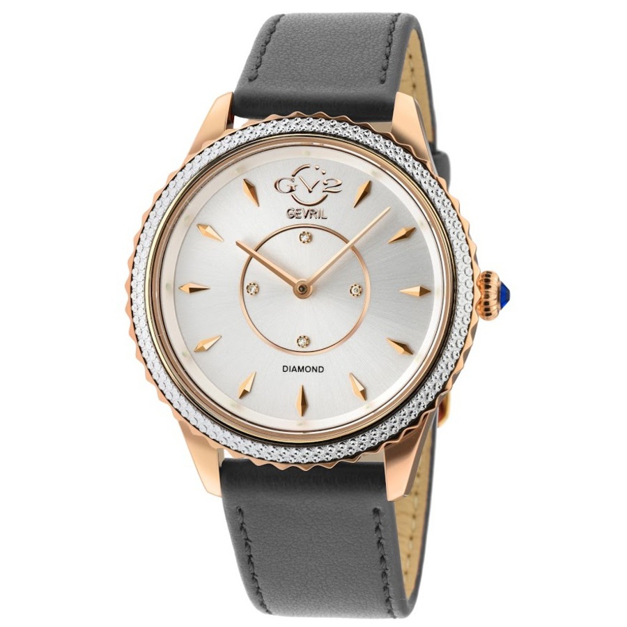 Gv2 By Gevril Siena Vegan Silver Dial Grey Leather Ladies Watch 11701-926v In Gold Tone,grey,pink,rose Gold Tone,silver Tone