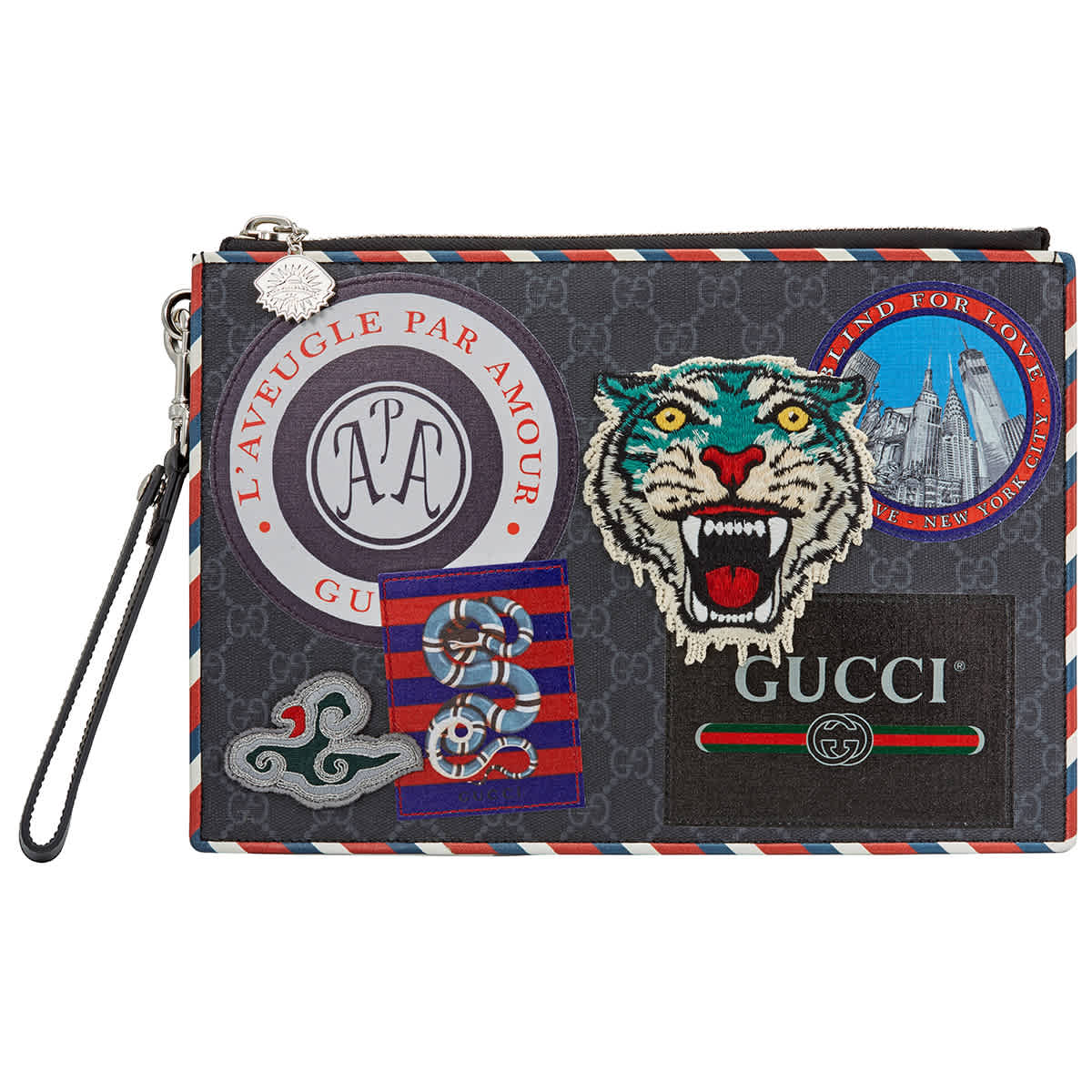 Gucci Mens Night Courrier Gg Supreme Pouch In Black