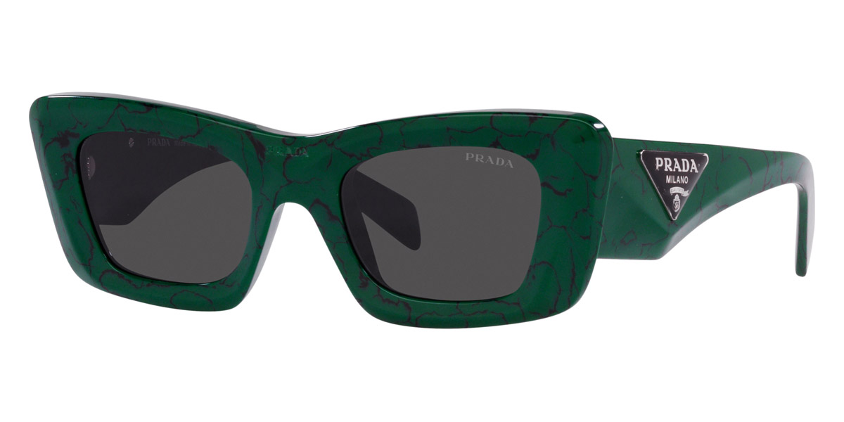 Prada Dark Grey Cat Eye Ladies Sunglasses Pr 13zs 16d5s0 50 In Dark / Green / Grey