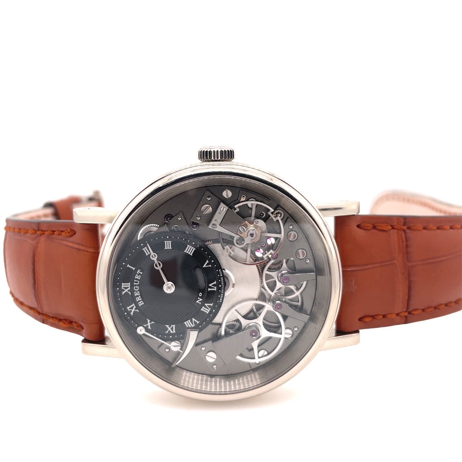 Pre-owned Breguet Tradition Hand Wind Men's Watch 7057bb/g9/9w6 In Black / Brown / Gold / Gold Tone / Grey / Skeleton / White