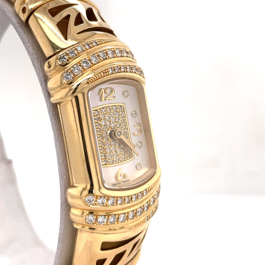 Pre-owned Ebel Happy Sport Quartz Diamond Ladies Watch 8057829-12 In Gold / Gold Tone / Mop / Mother Of Pearl / Yellow