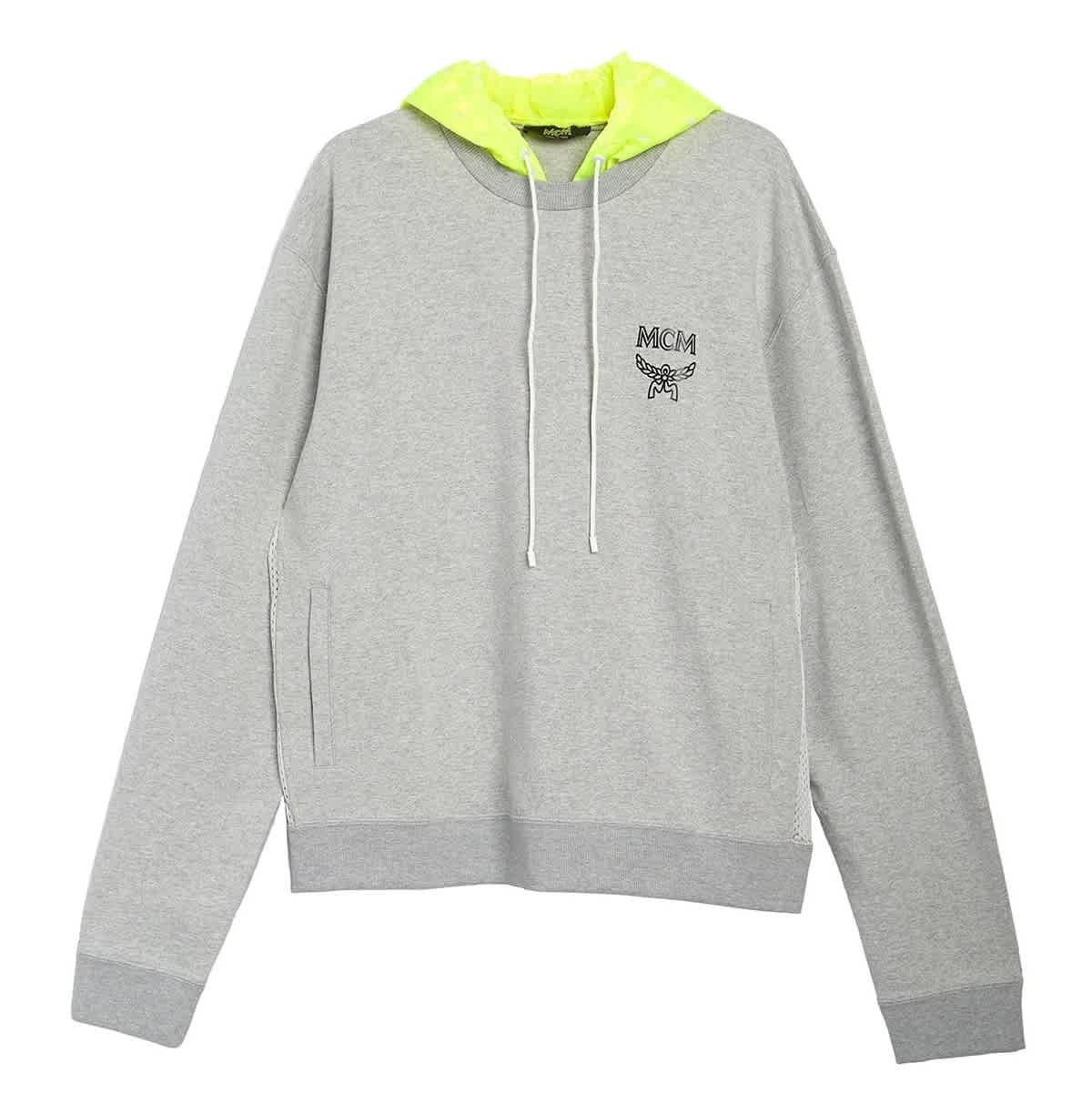 Mcm Ladies Grey Luccent Nylon Hood Pullover Logo Sweatshirt