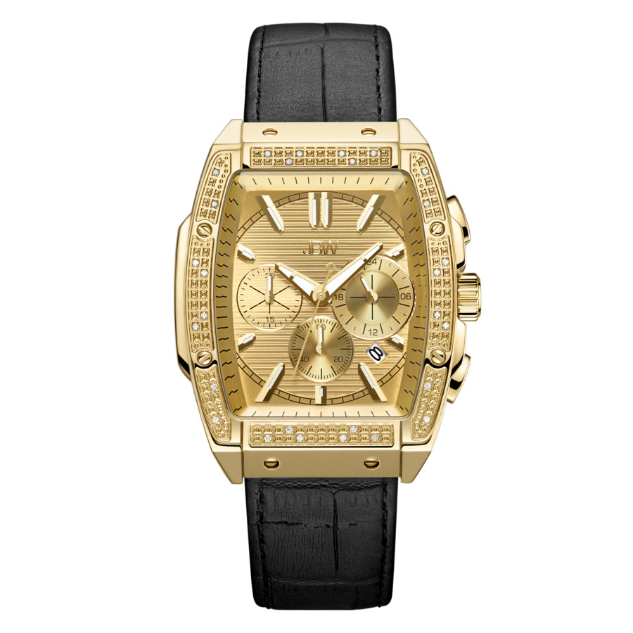 Jbw Men's Echelon Diamond (1/4 Ct. T.w.) Watch In 18k Gold-plated Stainless Steel 41mm In Black / Gold / Gold Tone / Yellow