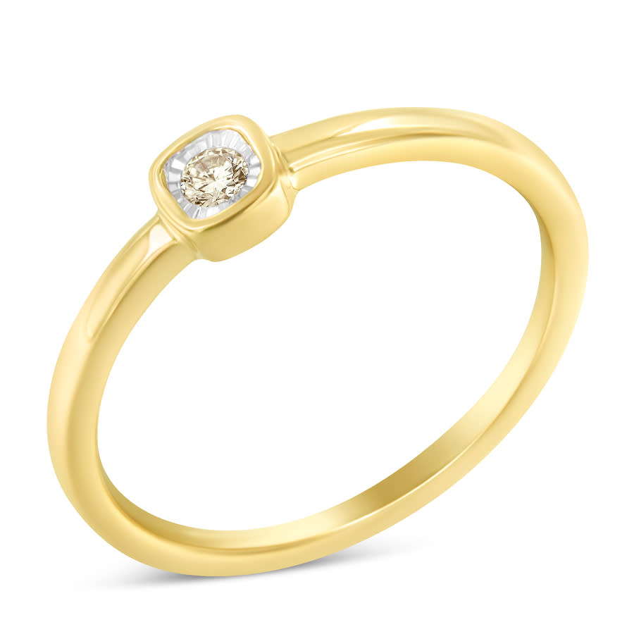 Haus Of Brilliance 2 Micron 14k Yellow Gold Plated Sterling Silver 1/20ct Tdw Miracle Set Diamond Ring. (j-k, I1-i2) In Gold Tone,silver Tone,two Tone,yellow