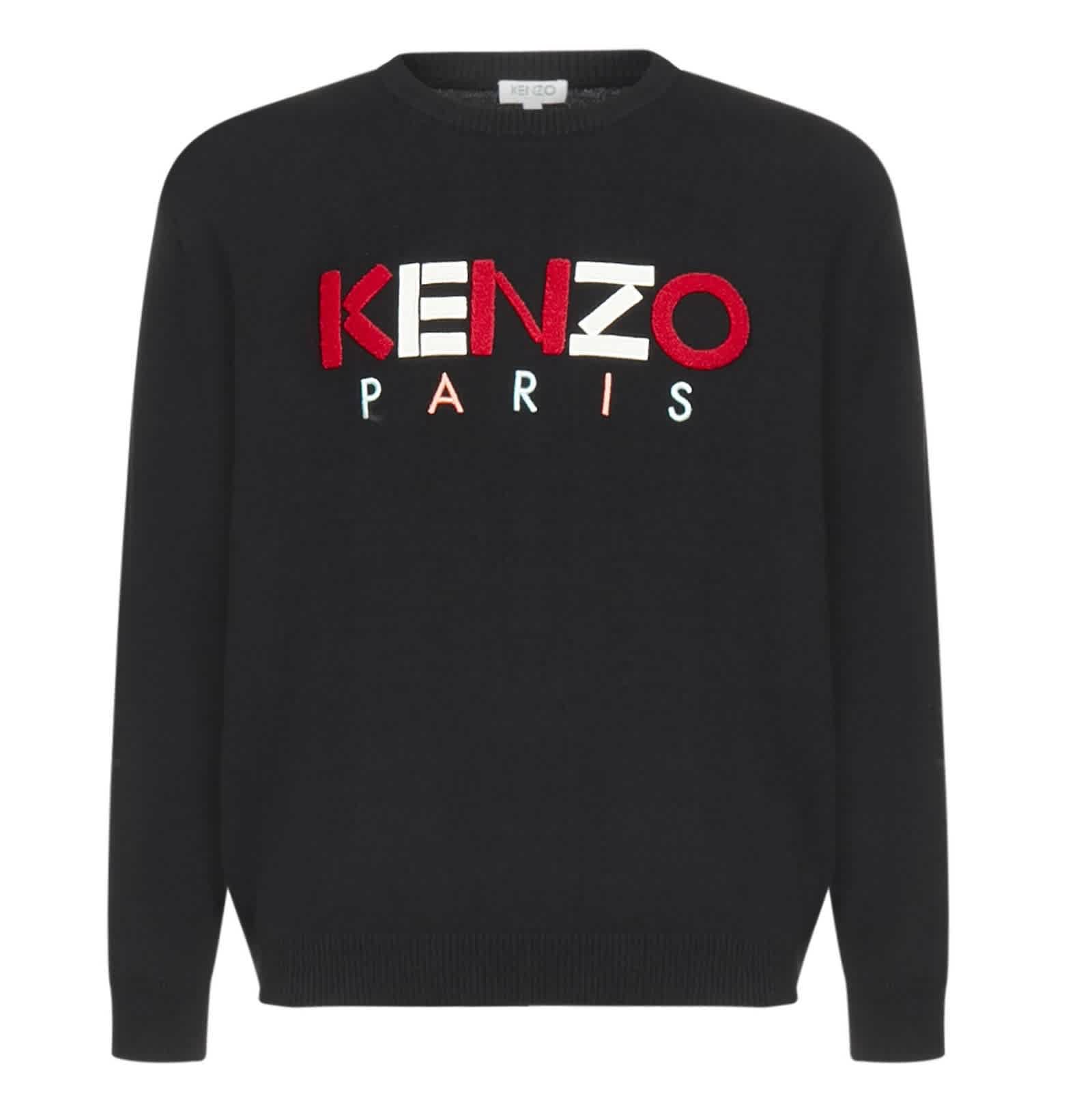 Kenzo Mens Long Sleeve  Paris Logo Jumper In Black