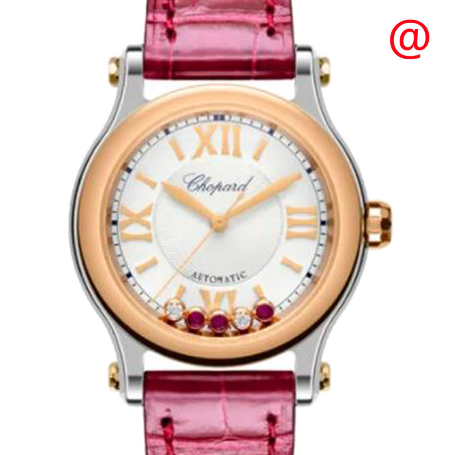 Chopard Happy Sport Automatic White Dial Ladies Watch 278573-6025 In Red   / Gold / Gold Tone / Rose / Rose Gold / Rose Gold Tone / White