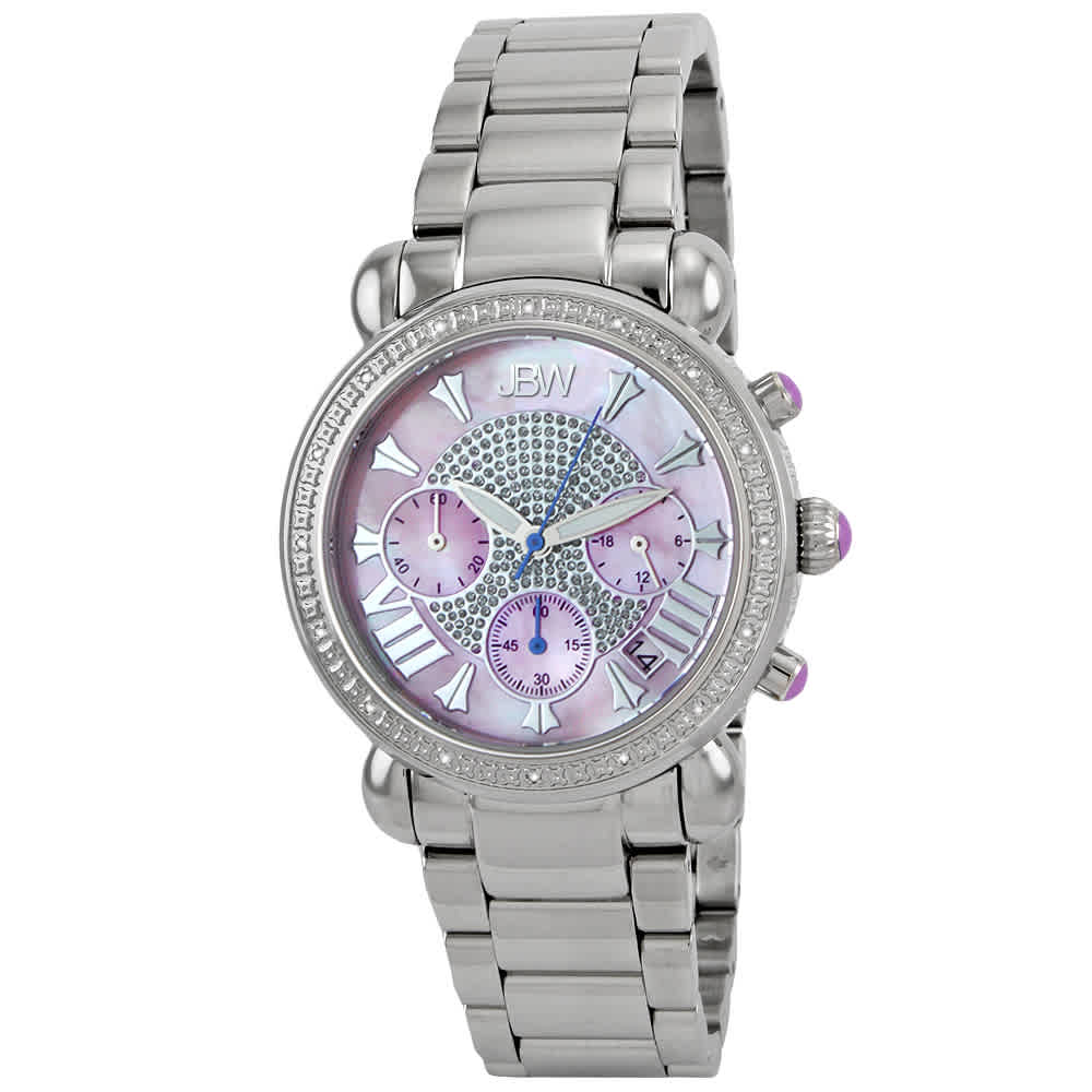 JBW VICTORY PINK MOTHER OF PEARL CHRONOGRAPH DIAL DIAMOND LADIES WATCH JB-6210-F