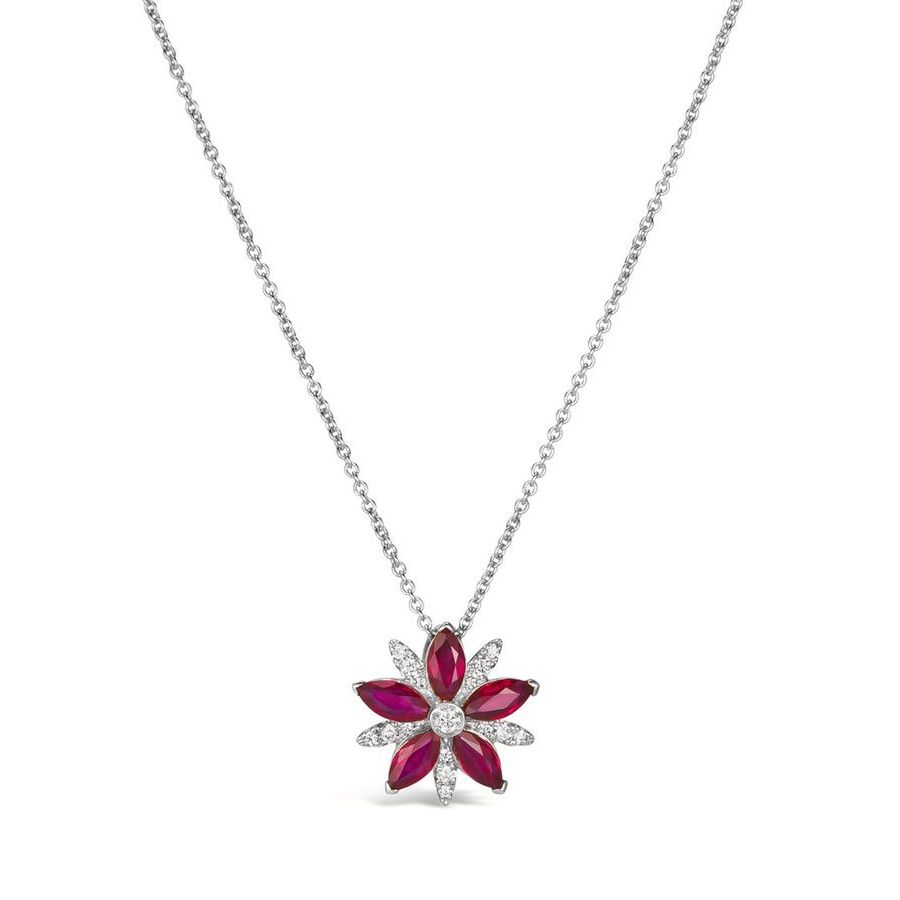 Le Vian Ladies Passion Ruby Necklace Set In 14k Vanilla Gold In White