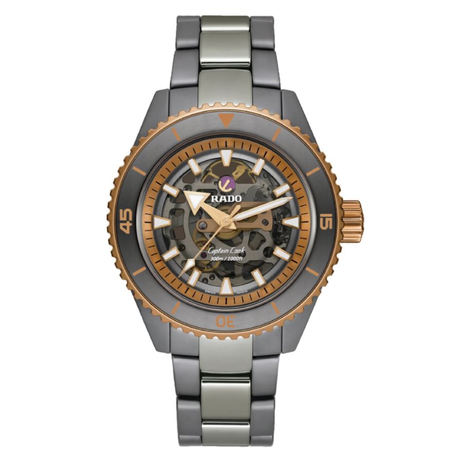Rado Captain Cook High-tech Ceramic Skeleton Watch, 43mm In Gold Tone / Grey / Rose / Rose Gold Tone / Skeleton