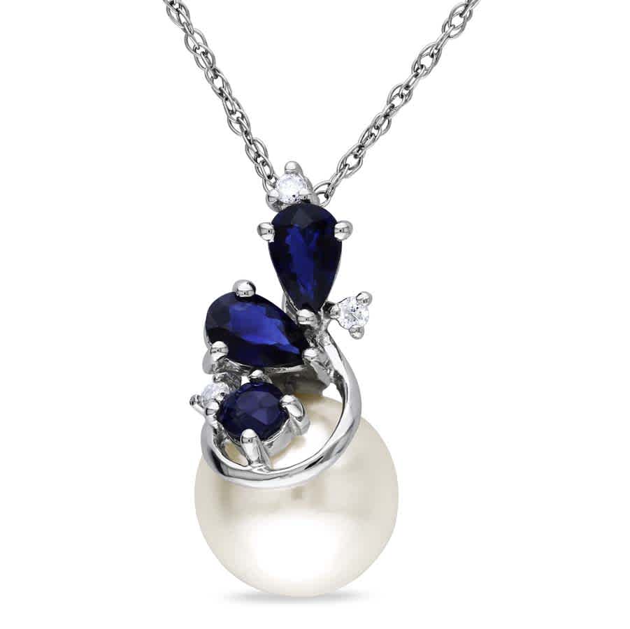 Amour 10k White Gold Cultured Freshwater Pearl Multi-stone Pendant In Gold / Spring / White