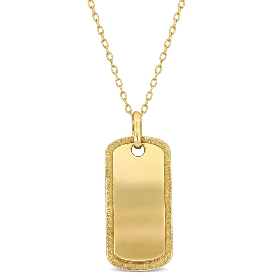 Amour Dog Tag Necklace In 10k Yellow Gold - 18 In