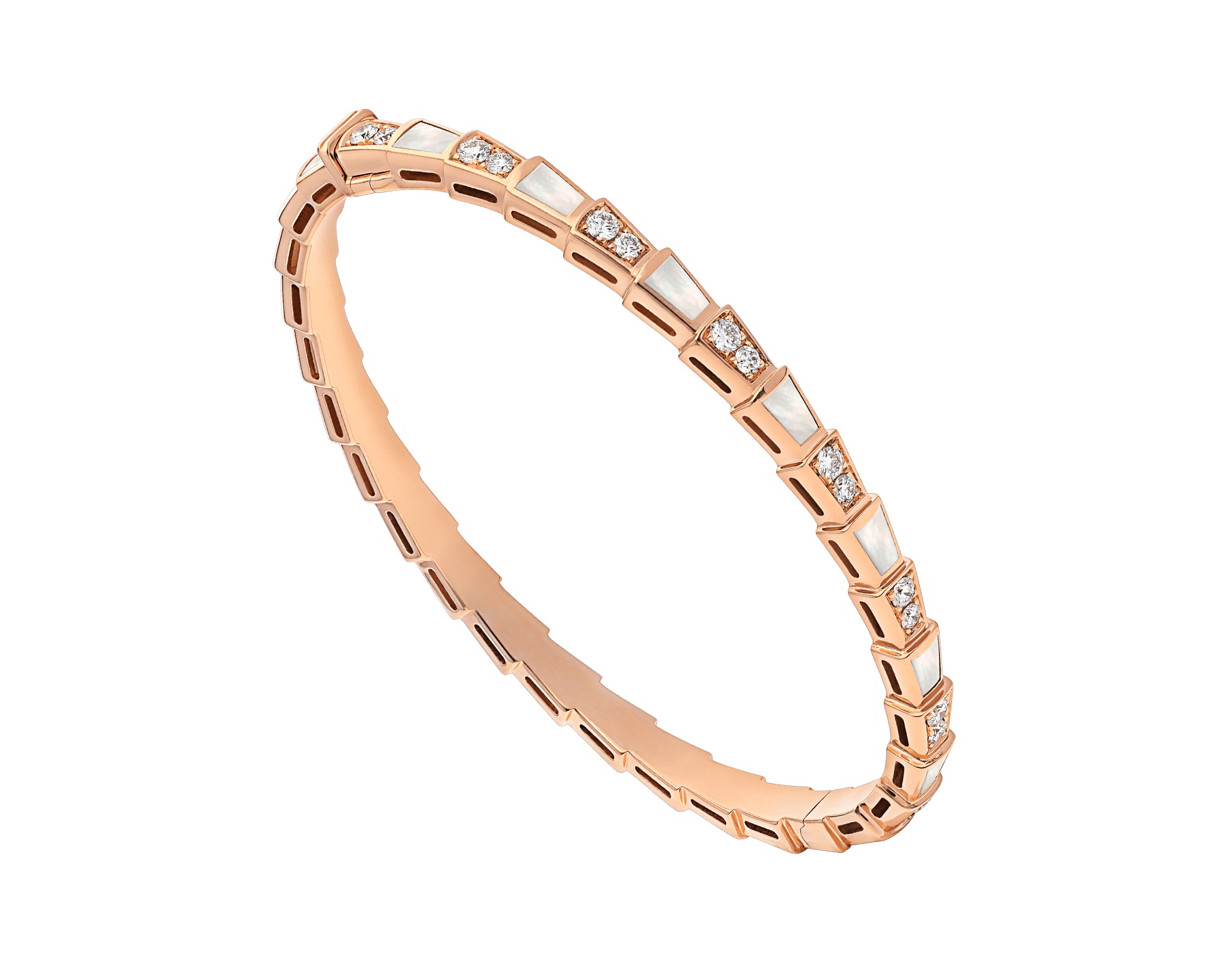 Bvlgari Serpenti Viper Rose Gold Bracelet In Gold Tone,mother Of Pearl,pink,rose Gold Tone