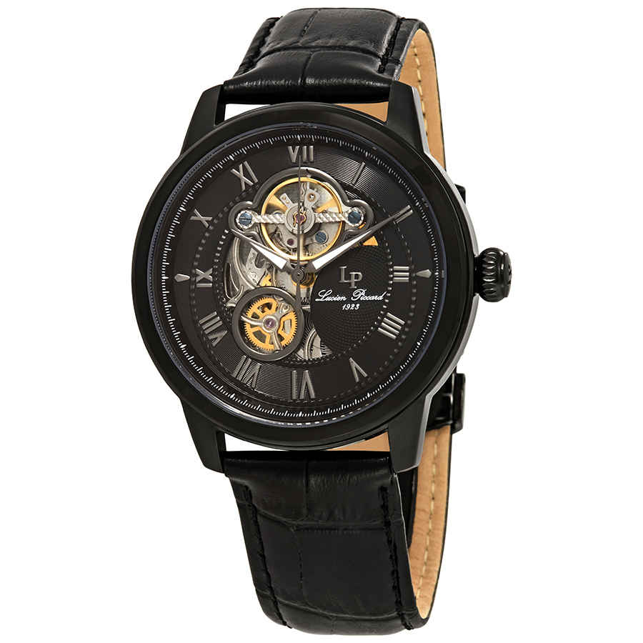 Lucien Piccard Optima Automatic Mens Open Heart Watch Lp-12524-bb-01 In Black