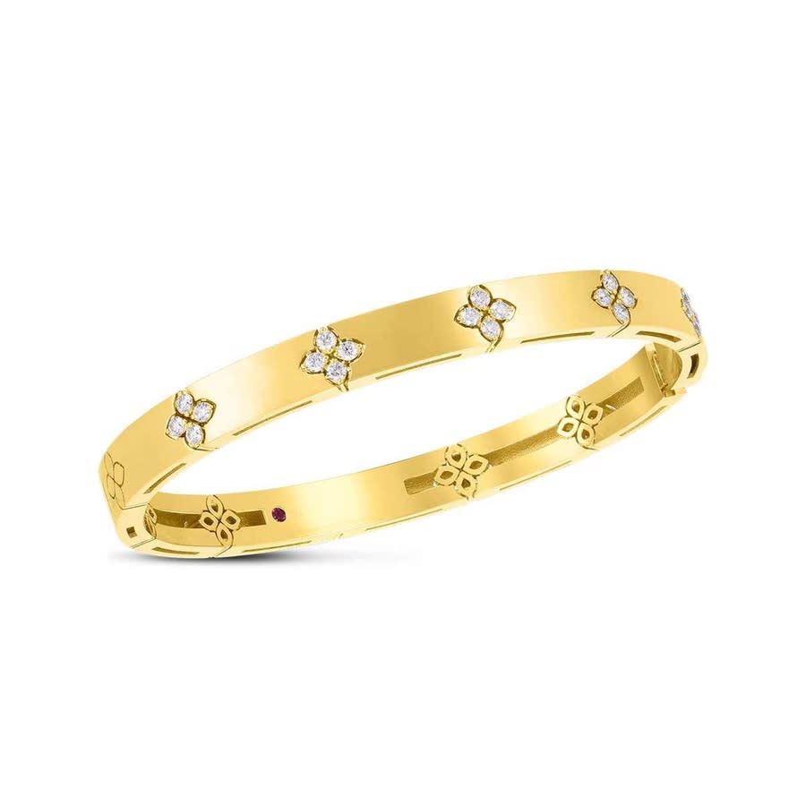 Roberto Coin 18k Yellow Gold Love In Verona Diamond Flower Bangle Bracelet