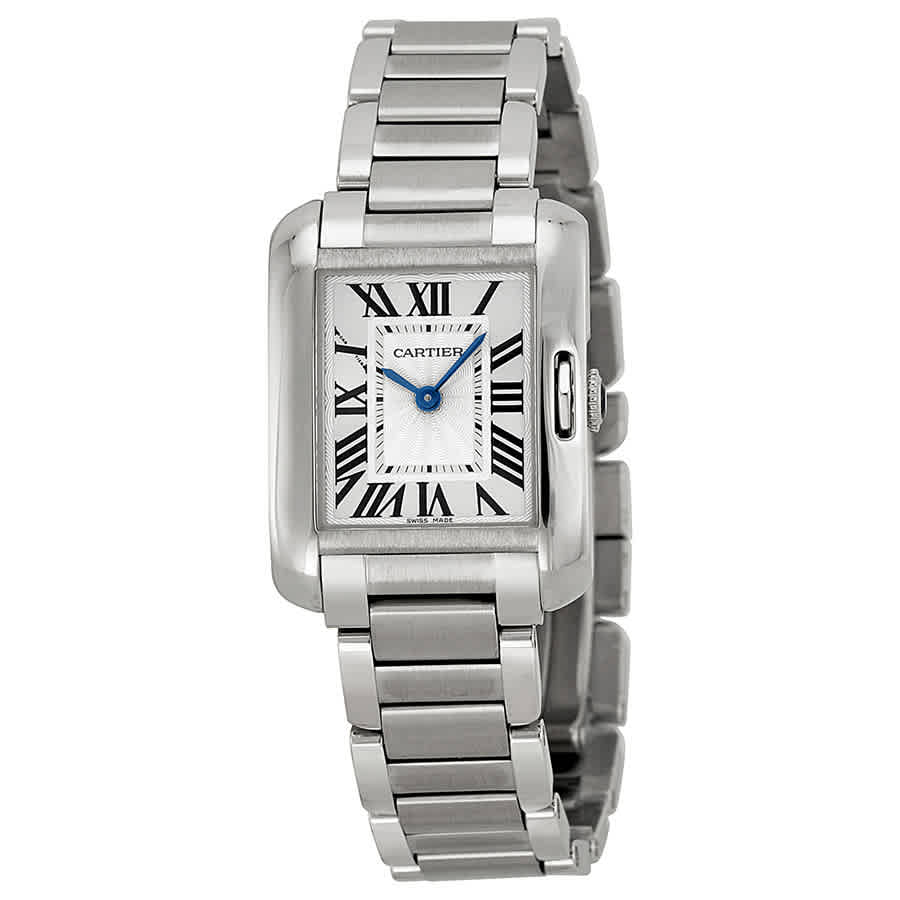 Cartier Tank Anglaise Silver Dial Ladies Watch W5310022 In Blue / Silver