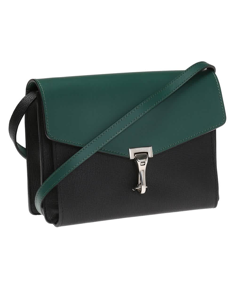 Burberry Black/sea Green Small Macken Colorblock Leather Crossbody Bag In Black,green,two Tone