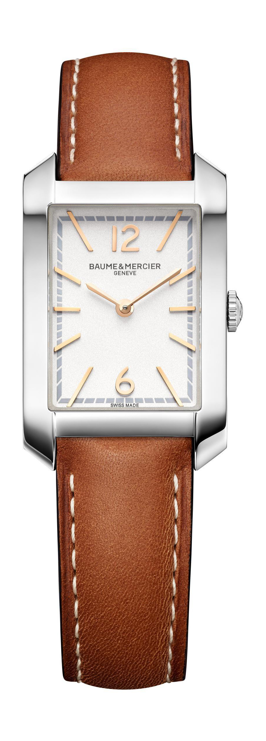 Baume Et Mercier Hampton Quartz Silver Dial Ladies Watch 10472 In Brown / Gold Tone / Rose / Rose Gold Tone / Silver