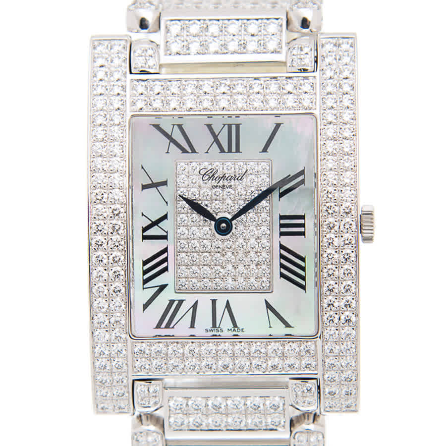 Shop Chopard Happy Quartz Diamond Unisex Watch 143483-1002 In Blue / Gold / Gold Tone / White