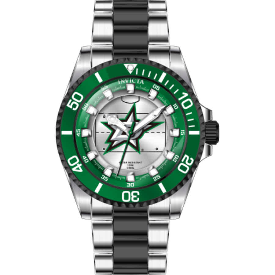 Shop Invicta Nhl Dallas Stars Quartz Silver Dial Ladies Watch 42213 In Two Tone  / Green / Silver / White