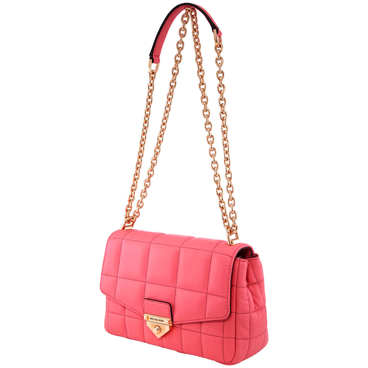 Michael Kors Red Ladies SoHo Large Quilted Leather Shoulder Bag 30F0G1SL3L  194900555170 - Handbags - Jomashop