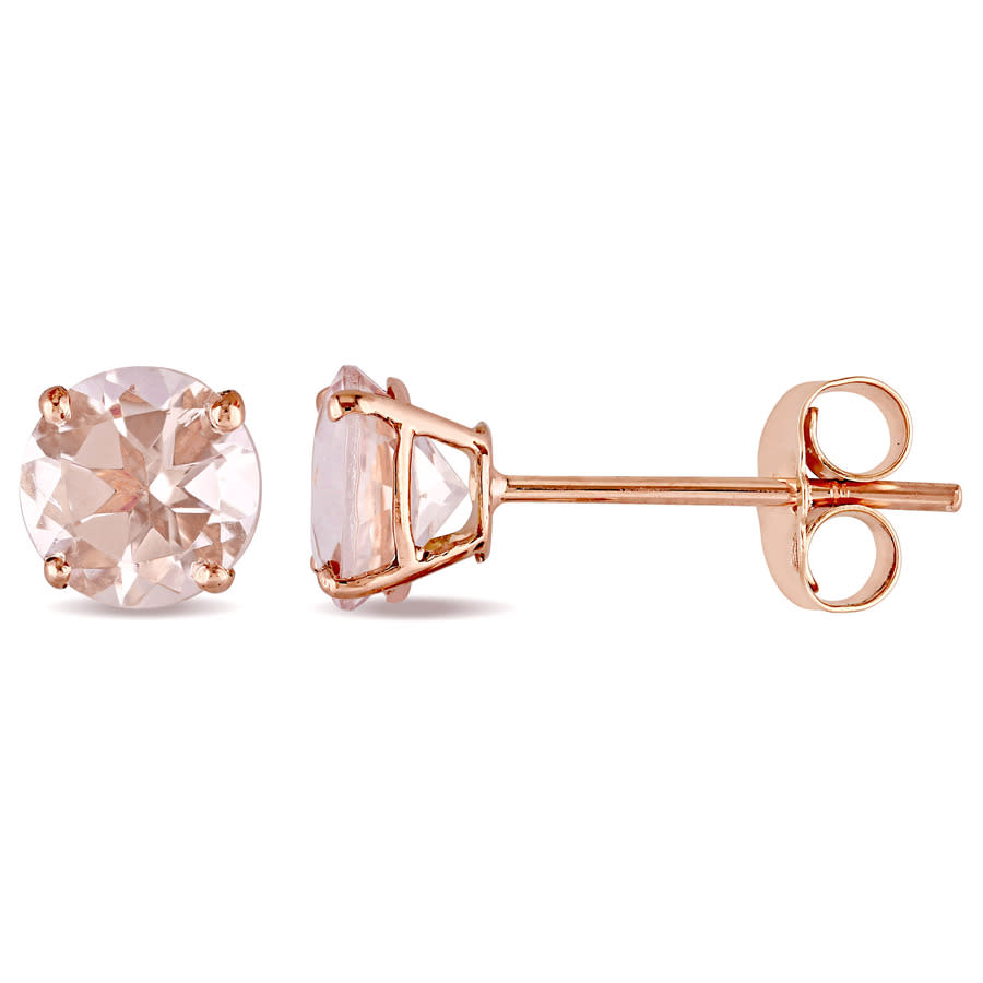 Amour 14k Rose Gold 1 Ct Tgw Morganite Stud Earrings In Pink
