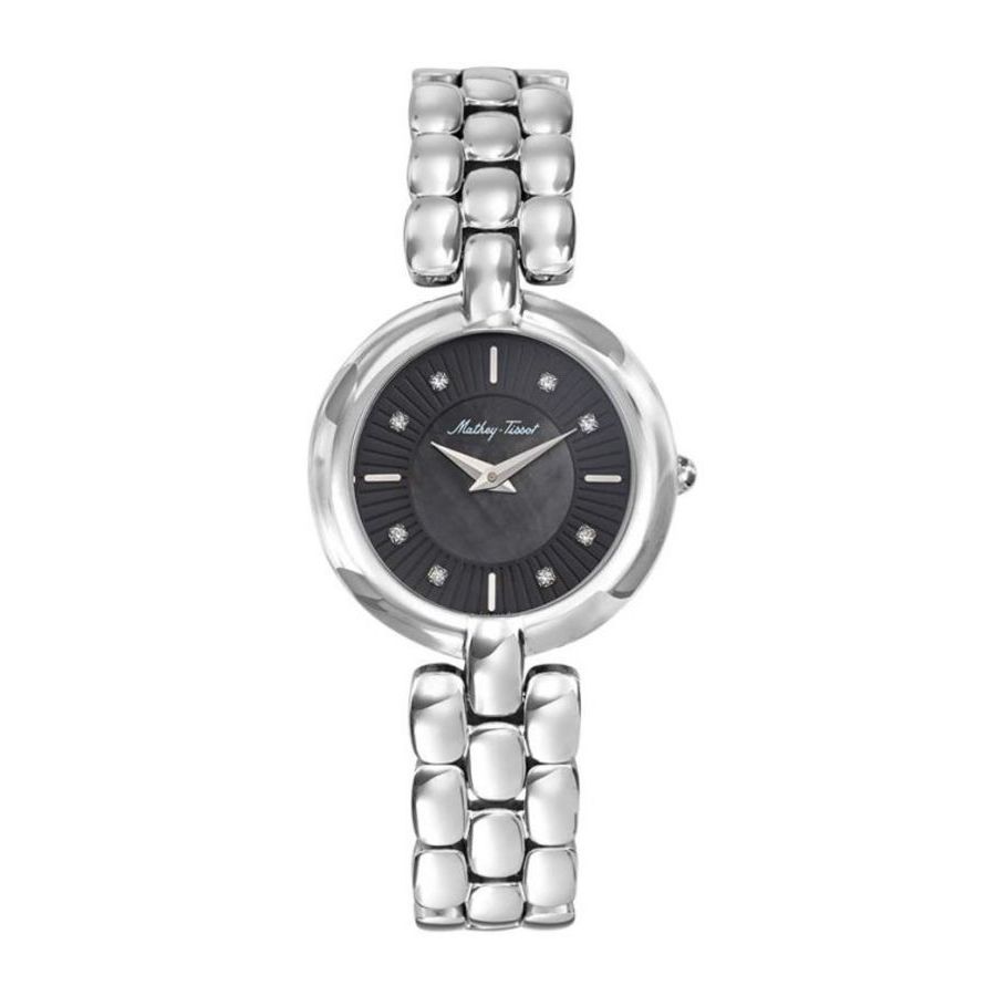 Mathey-tissot Farah Quartz Black Dial Ladies Watch D956an In Black / Mother Of Pearl