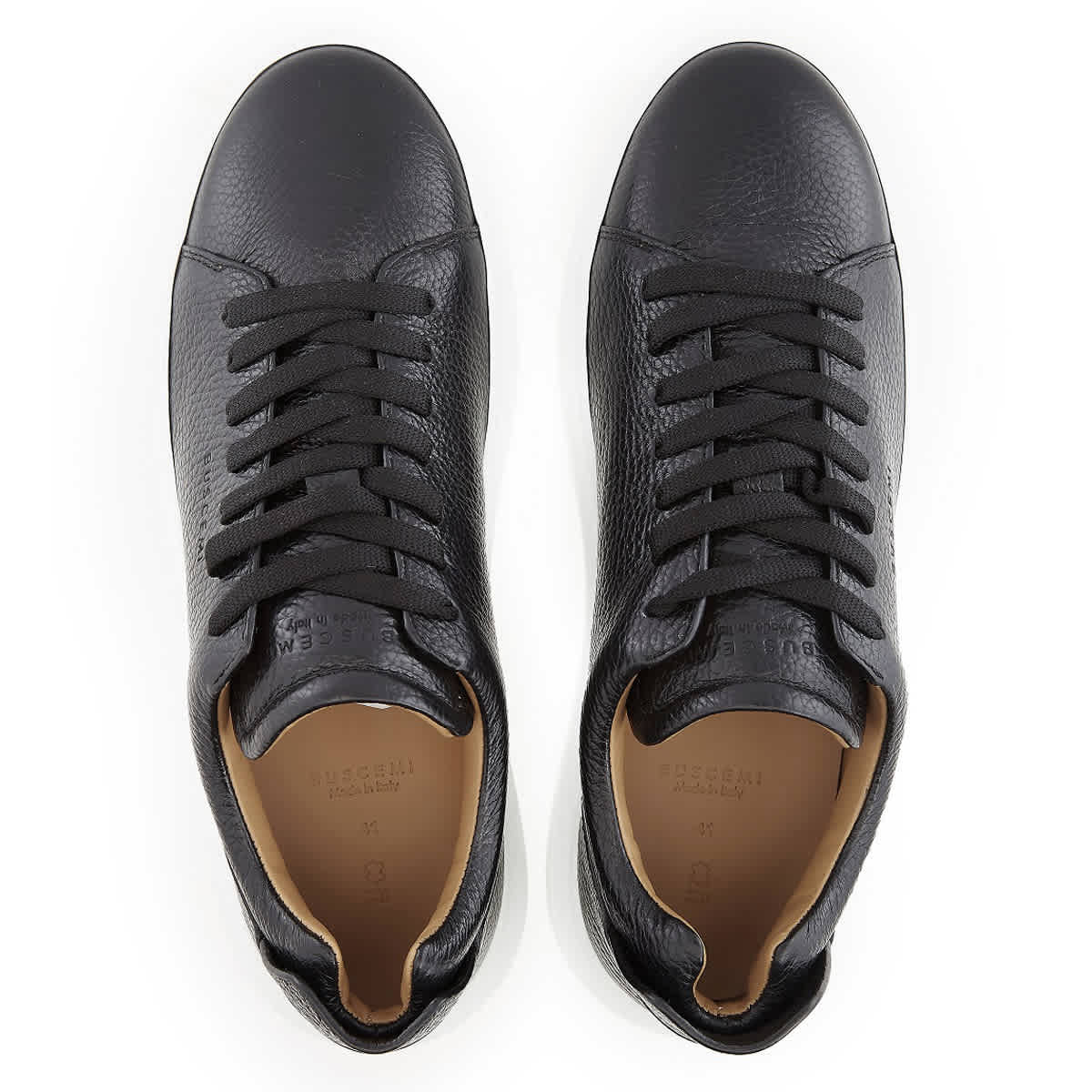 Shop Buscemi Black Leather Uno Alce Low-top Sneakers