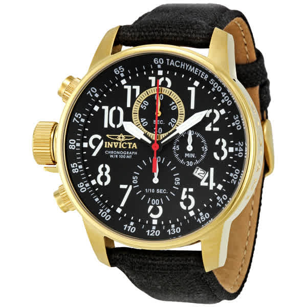 INVICTA LEFTY CHRONOGRAPH BLACK DIAL GOLD-TONE MENS WATCH 1515