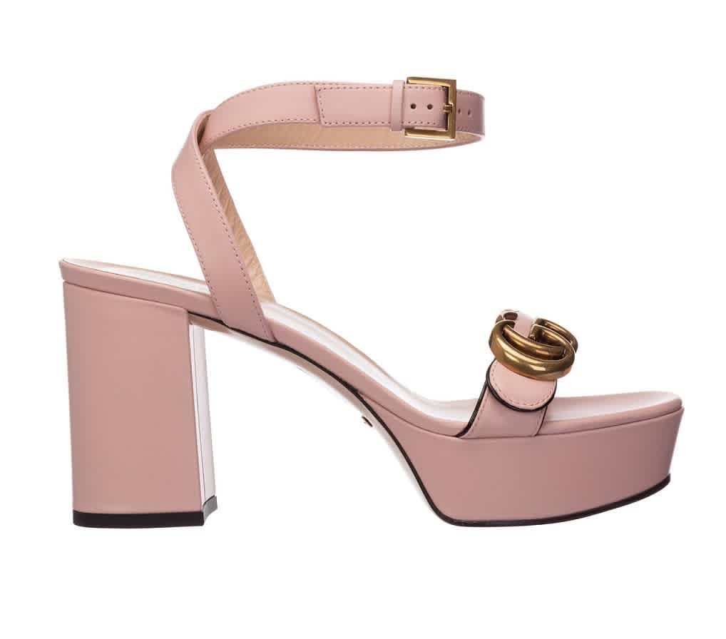 GUCCI LADIES DOUBLE G PLATFORM SANDAL IN PINK