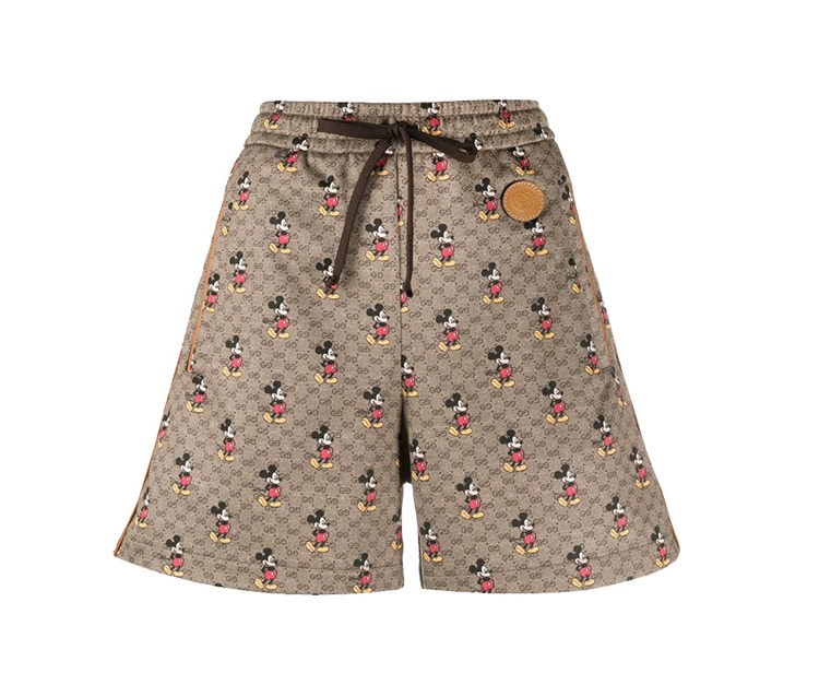 Gucci X Disney Mickey Mouse Print Shorts In Brown