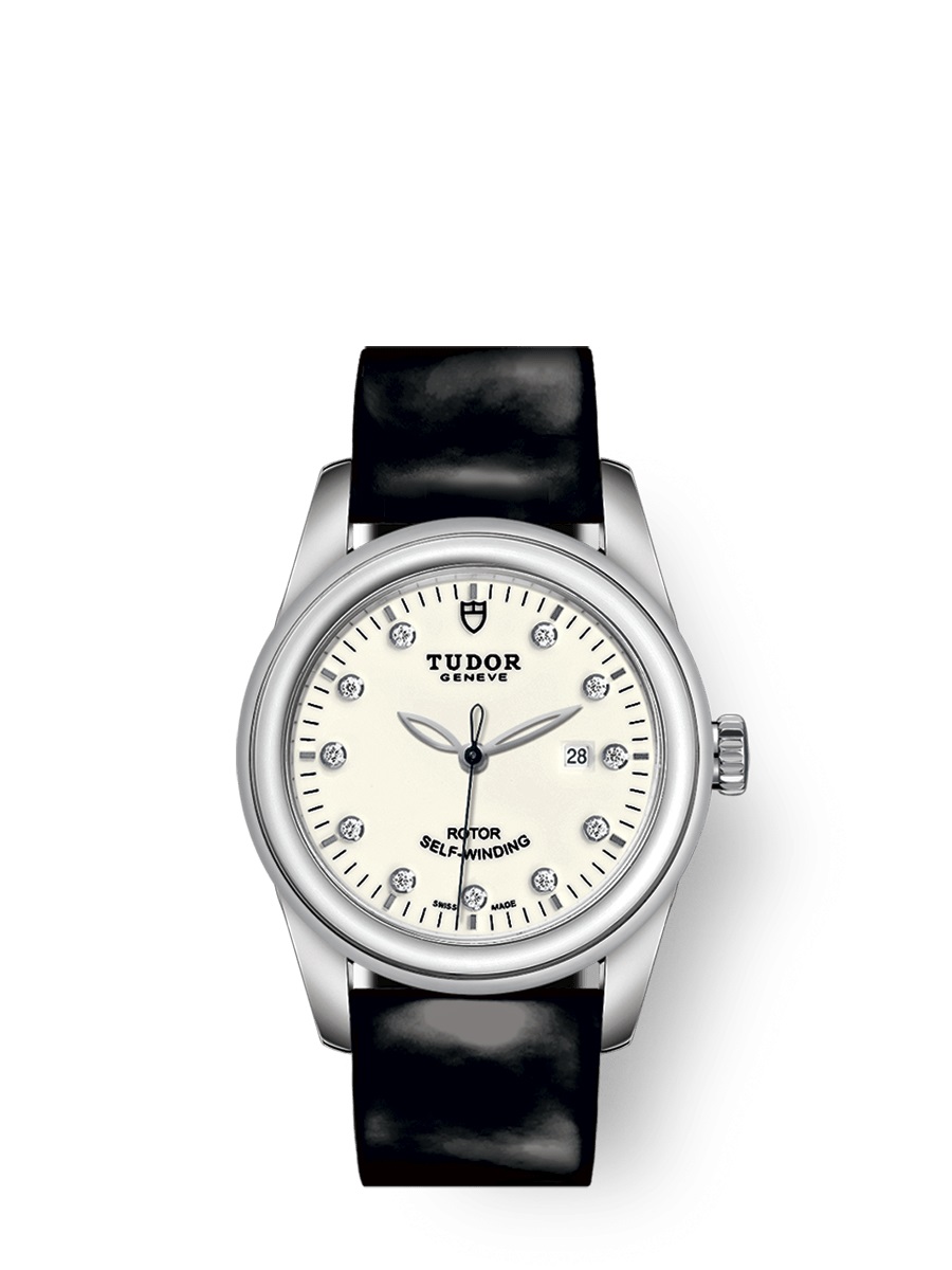 Tudor Glamour Date Automatic Diamond Ladies Watch 53000-0092 In Black