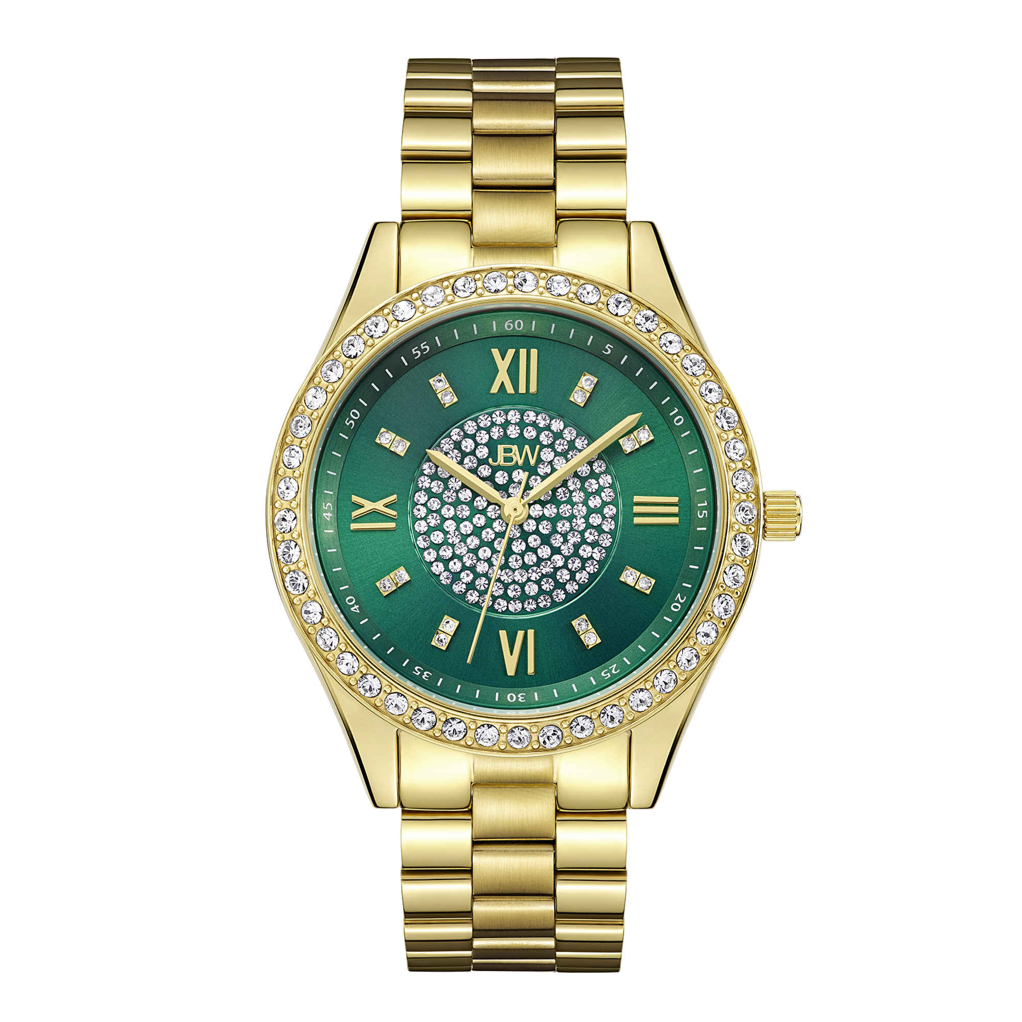 JBW JBW MONDRIAN GREEN DIAMOND DIAL 18KT GOLD-PLATED LADIES WATCH J6303E