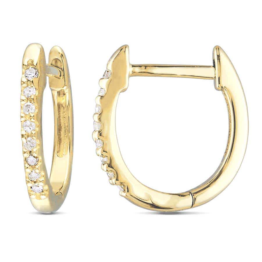Amour 1/10 Ct Tw Diamond Hoop Earrings In 10k Yellow Gold In Pink