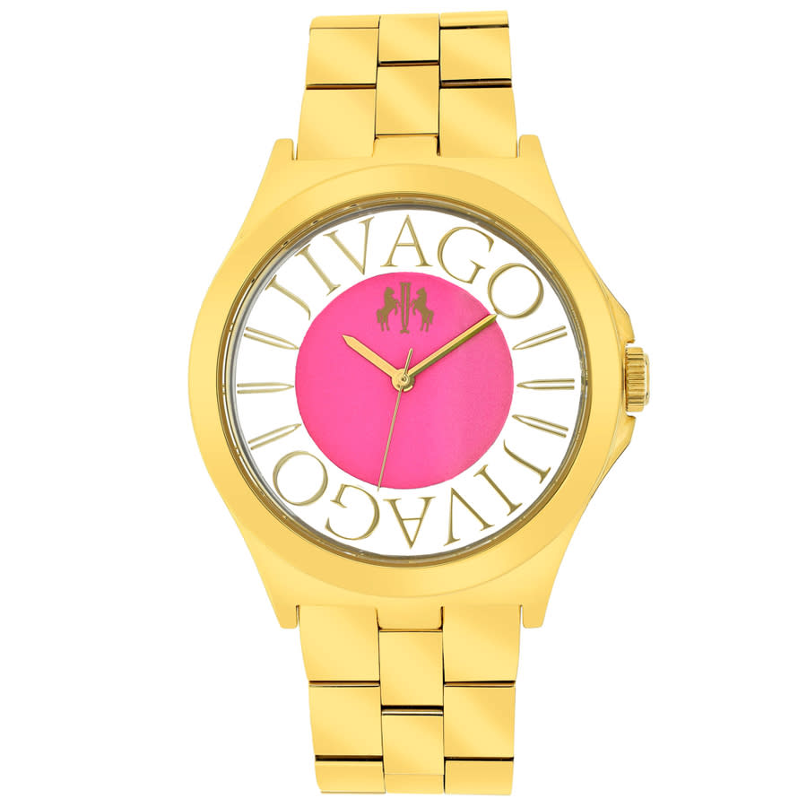 Shop Jivago Fun Pink Dial Gold-tone Ladies Watch Jv8413 In Gold / Gold Tone / Pink