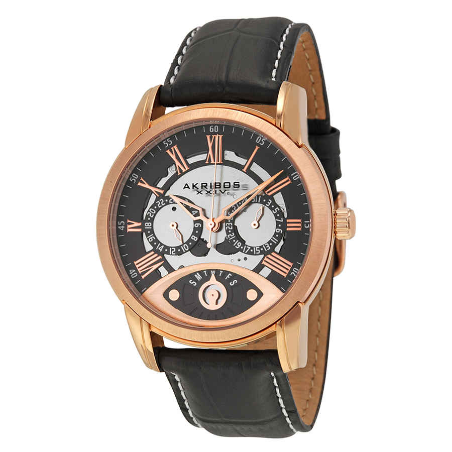 Akribos Xxiv Rose Gold-tone Stainless Steel Mens Watch Ak725rg In Two Tone  / Black / Gold / Gold Tone / Grey / Rose / Rose Gold / Rose Gold Tone / Skeleton
