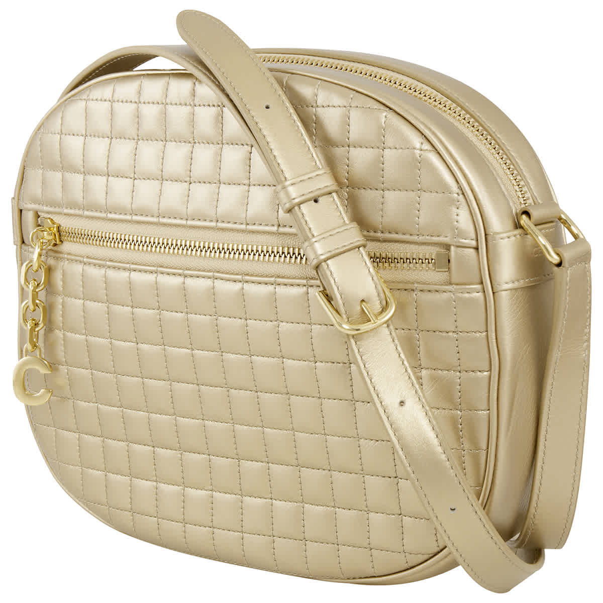 Celine Quilted Calfskin Medium Camera Bag- Gold In Gold Tone