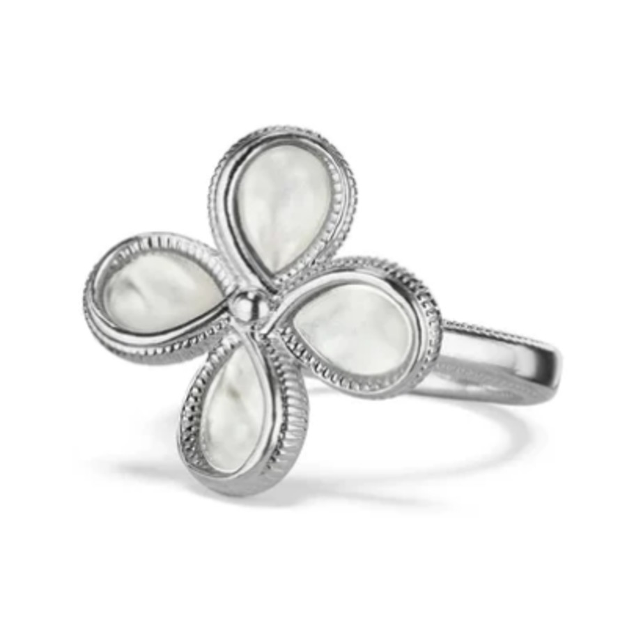 Shop Judith Ripka Jardin Flower Ring With Mother Of Pearl In Silver-tone, White