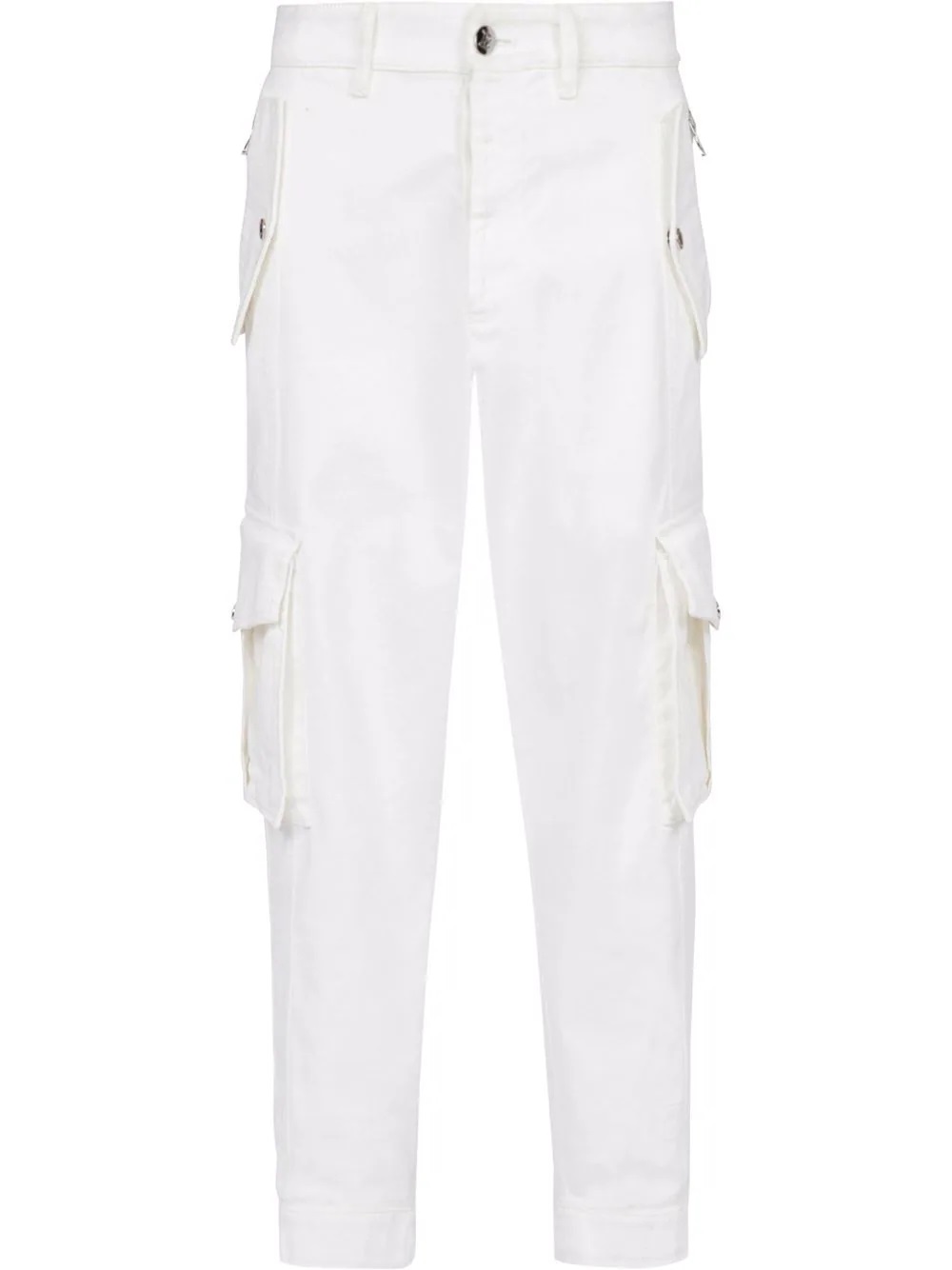 BALMAIN BALMAIN MENS WHITE COTTON CARGO PANTS