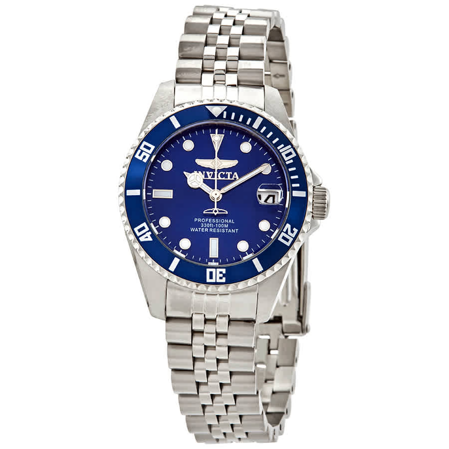 Invicta Pro Diver Quartz Blue Dial Ladies Watch 29187 In Blue,silver Tone