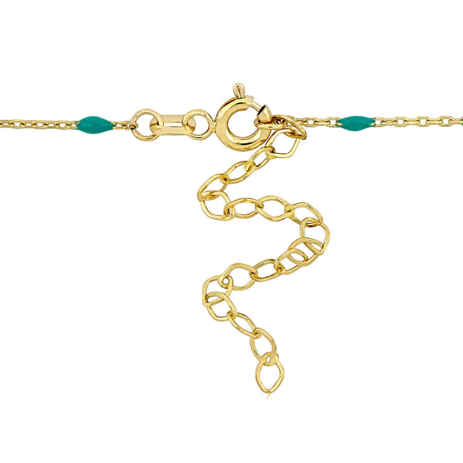 Shop Amour Green Enamel Fish Necklace In 14k Yellow Gold
