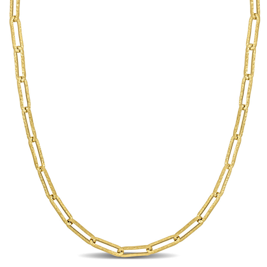 Amour 6.3mm Textured Paperclip Chain Necklace In 10k Yellow Gold