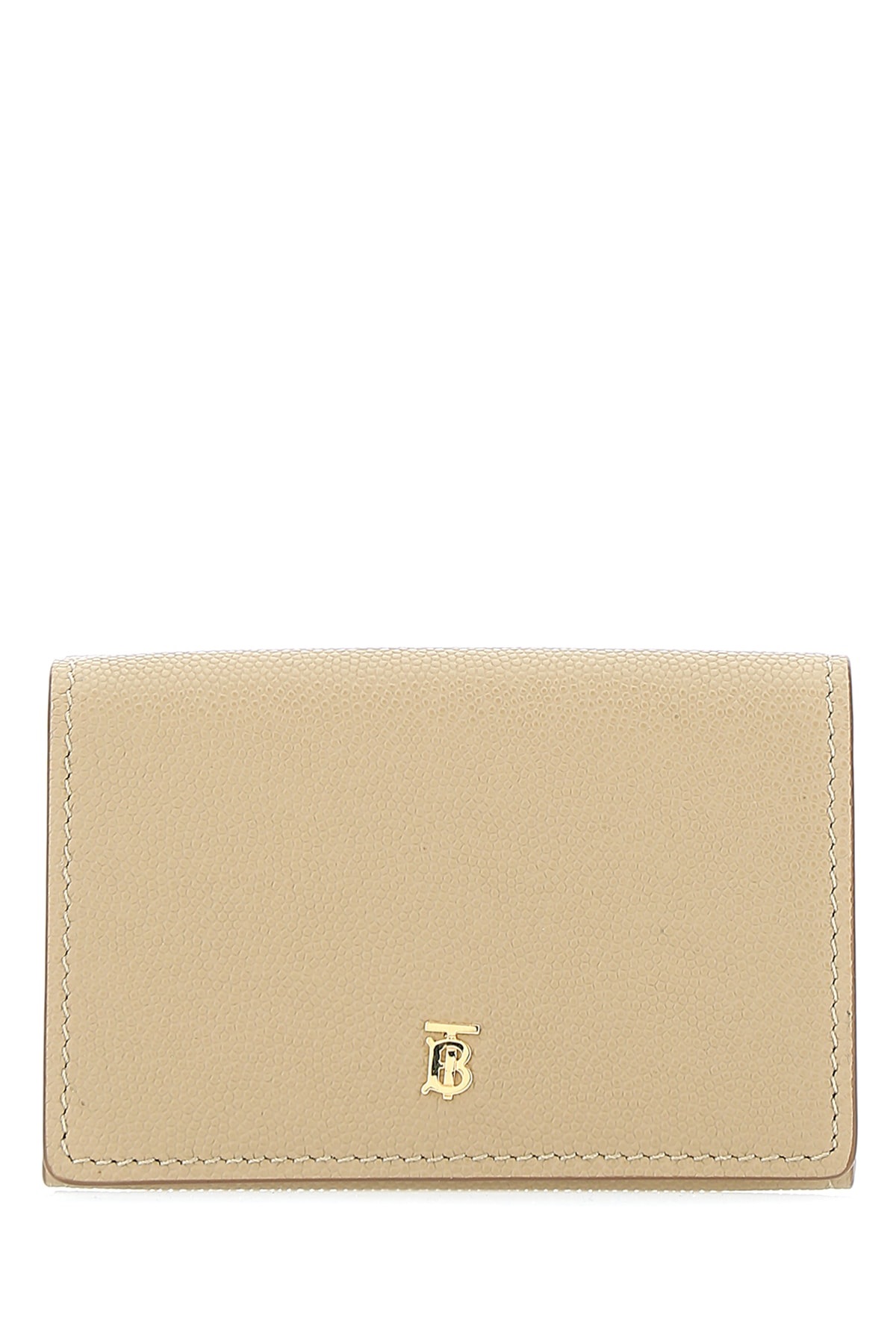 Burberry Small Grainy Leather Folding Wallet In Beige