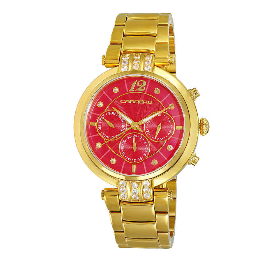 Torino Carrero Adelina Quartz Red Dial Ladies Watch Cl1g03rd In Red   / Gold / Gold Tone / Mop / White / Yellow